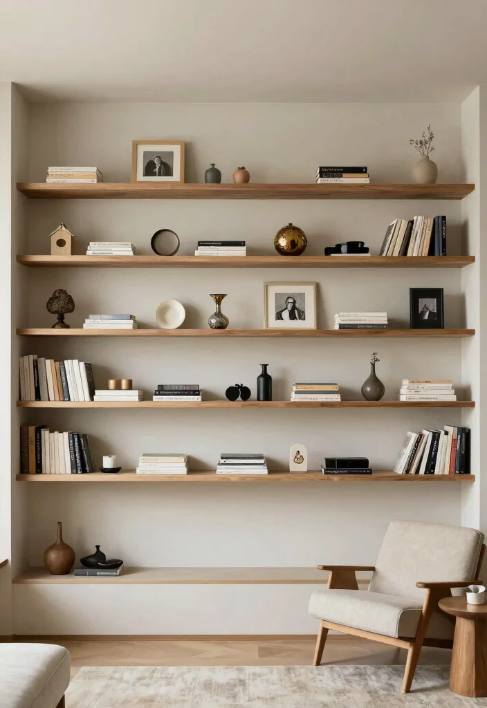 14 Split Level Living Room Ideas With Seamless Flow 4. Use Open Shelving 0