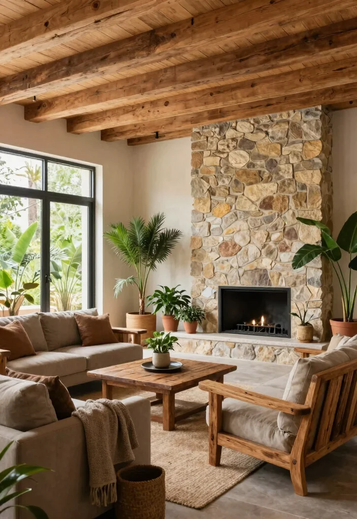 14 Split Level Living Room Ideas With Seamless Flow 7. Incorporate Natural Elements 0