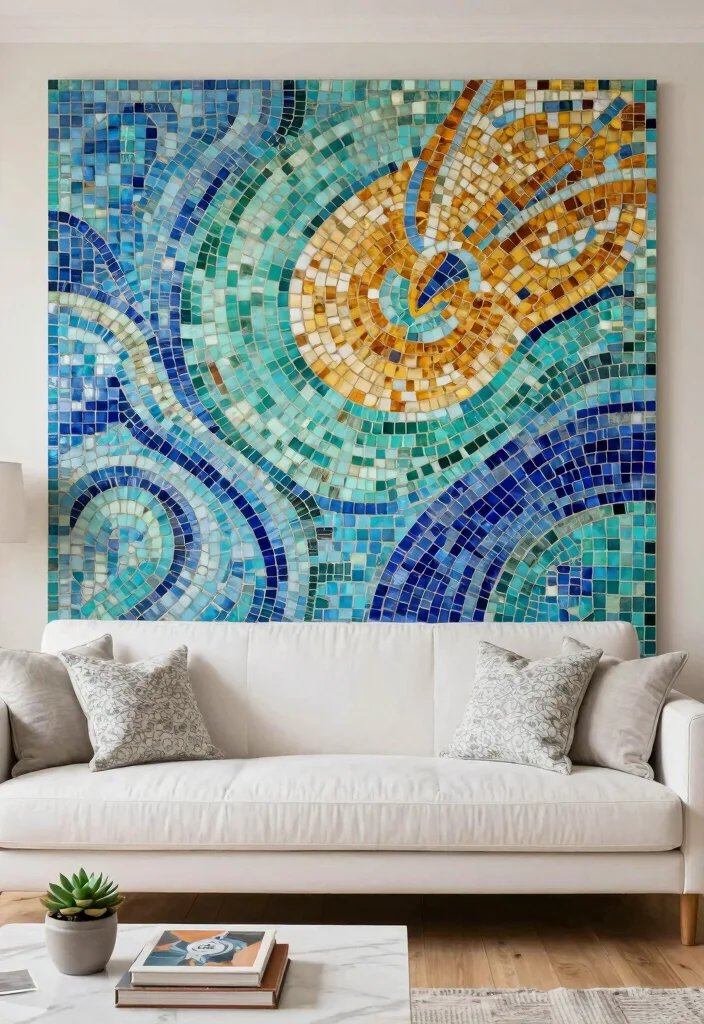 14 Tiles Ideas Living Room That Add Texture Without Overwhelm 14 14 Tiles Ideas Living Room That Add Texture Without Overwhelm 4. Mosaic Tiles Art in Your Living Room 0