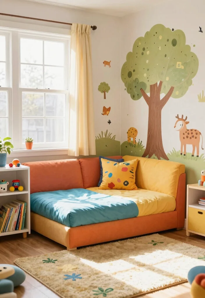 14 Tiny Playroom Ideas That Use Every Inch Well 1. Cozy Corner Sofa Bed 0