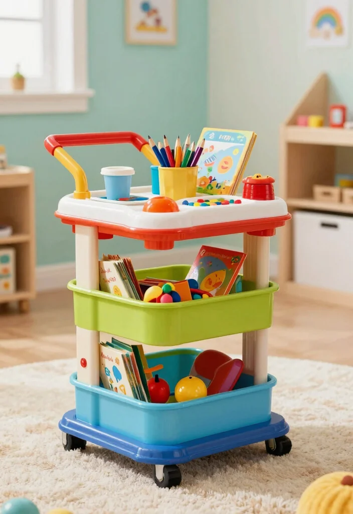 14 Tiny Playroom Ideas That Use Every Inch Well 9. Activity Carts 0