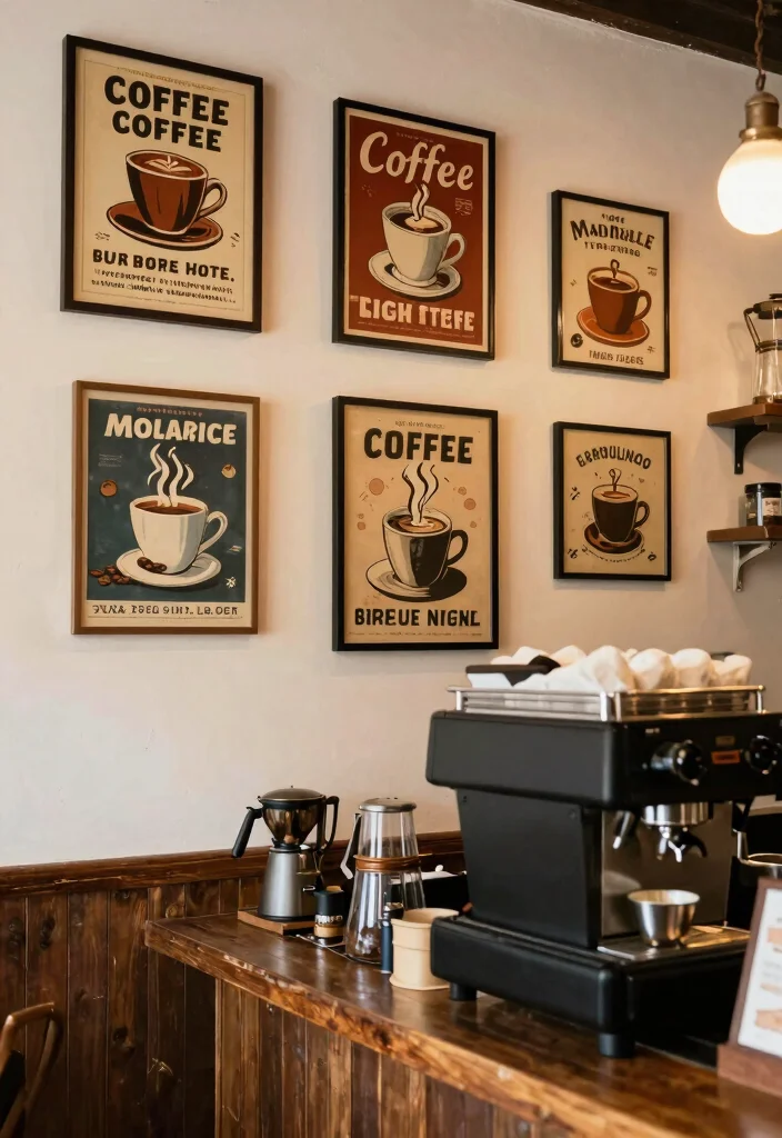 14 Vintage Coffee Bar Ideas with Old Cafe Soul and Warmth 13. Coffee Themed Wall Decor 0