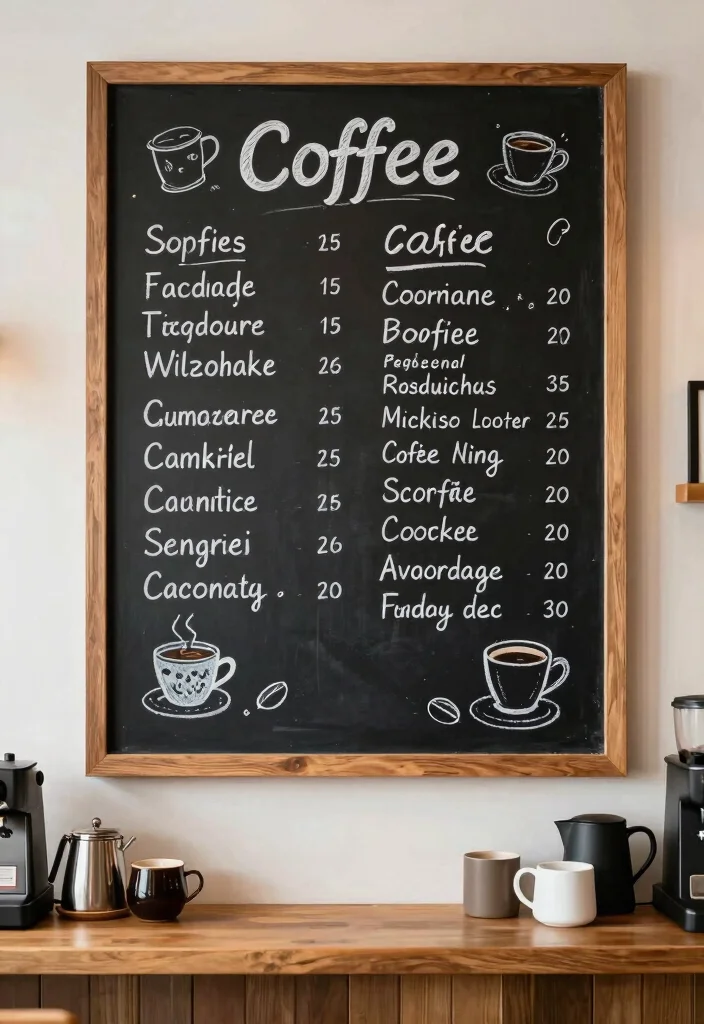 14 Vintage Coffee Bar Ideas with Old Cafe Soul and Warmth 5. Chalkboard Coffee Menu 0