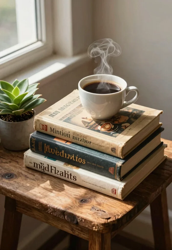 14 Vintage Coffee Bar Ideas with Old Cafe Soul and Warmth 7. Vintage Coffee Table Books 0