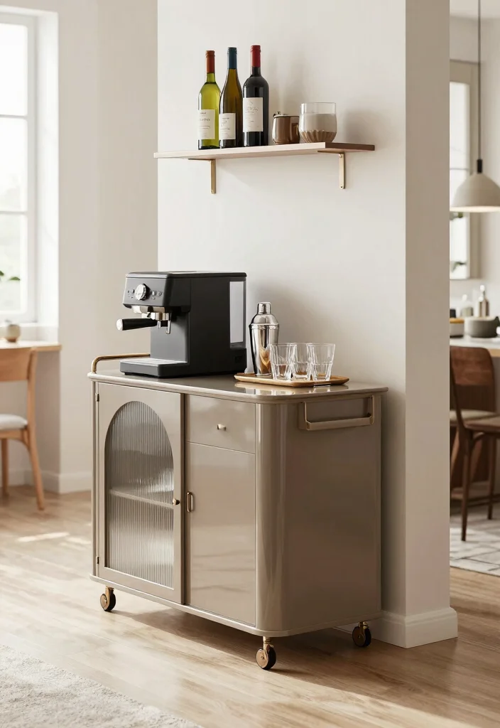 15 Bar and Coffee Station Ideas for Hosting with Style 14 15 Bar and Coffee Station Ideas for Hosting with Style 4. Multifunctional Space Saving Design 0