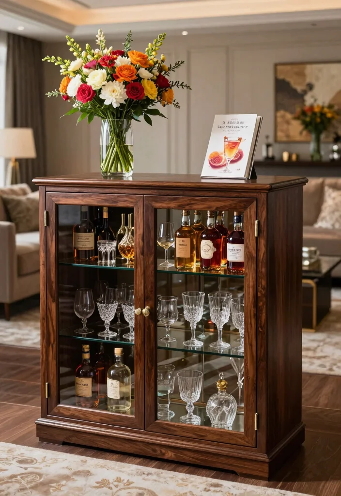 15 Bar and Coffee Station Ideas for Hosting with Style 16 15 Bar and Coffee Station Ideas for Hosting with Style 6. Elegant Bar Cabinet 0