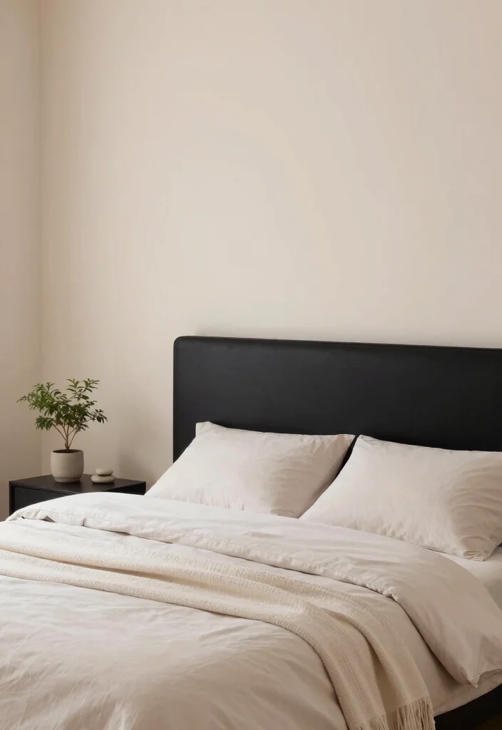 15 Black Headboard Bedroom Ideas with Bold Dramatic Contrast 12. Zen Retreat with Calm Colors 0