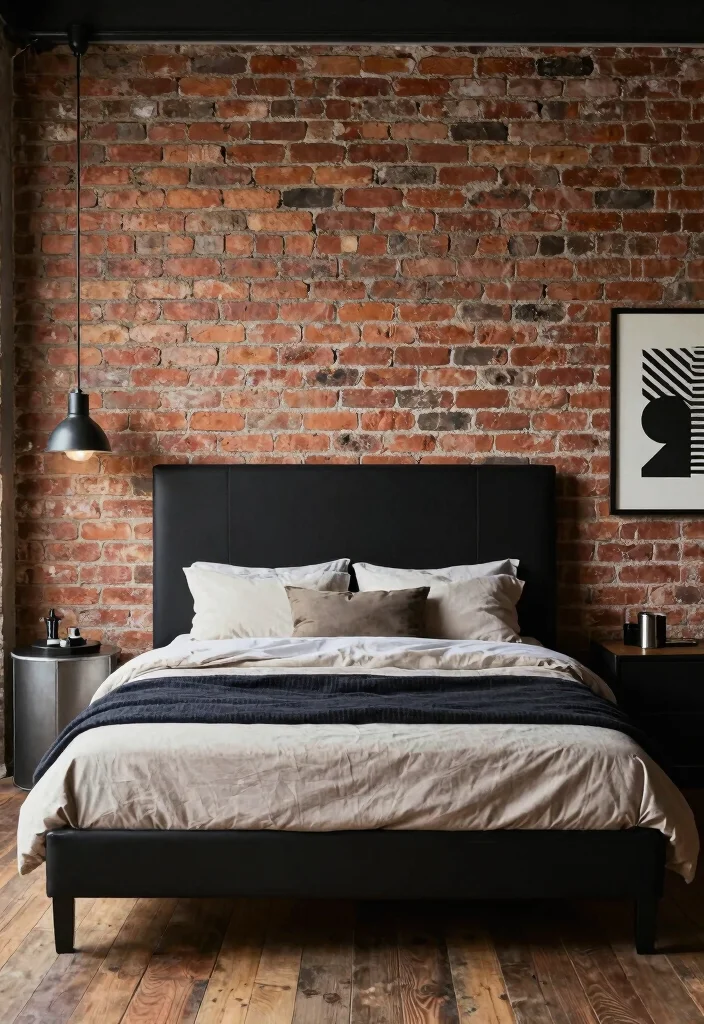 15 Black Headboard Bedroom Ideas with Bold Dramatic Contrast 9. Industrial Edge with Urban Flair 0