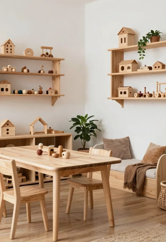 15 Bloxburg Playroom Ideas with Clean Modern Layouts 2. Natural Wood Elements 0