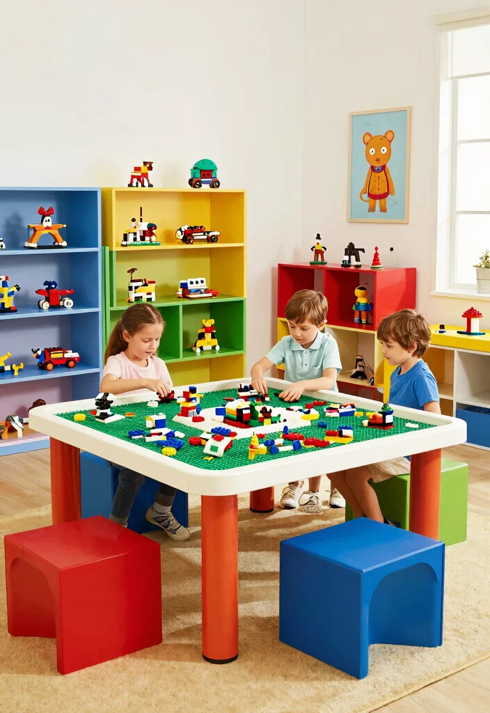 15 Bloxburg Playroom Ideas with Clean Modern Layouts 9. Customizable Lego Zones 0