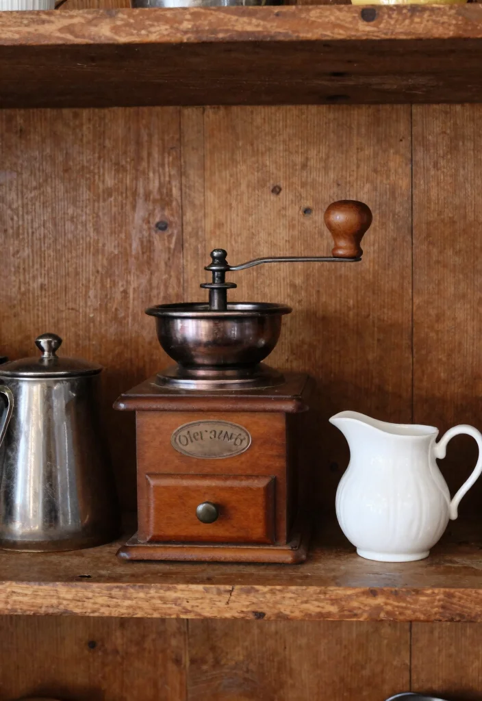 15 Coffee Bar Shelf Ideas That Look Styled Like Pinterest Boards 10. Vintage Coffee Accessories 0