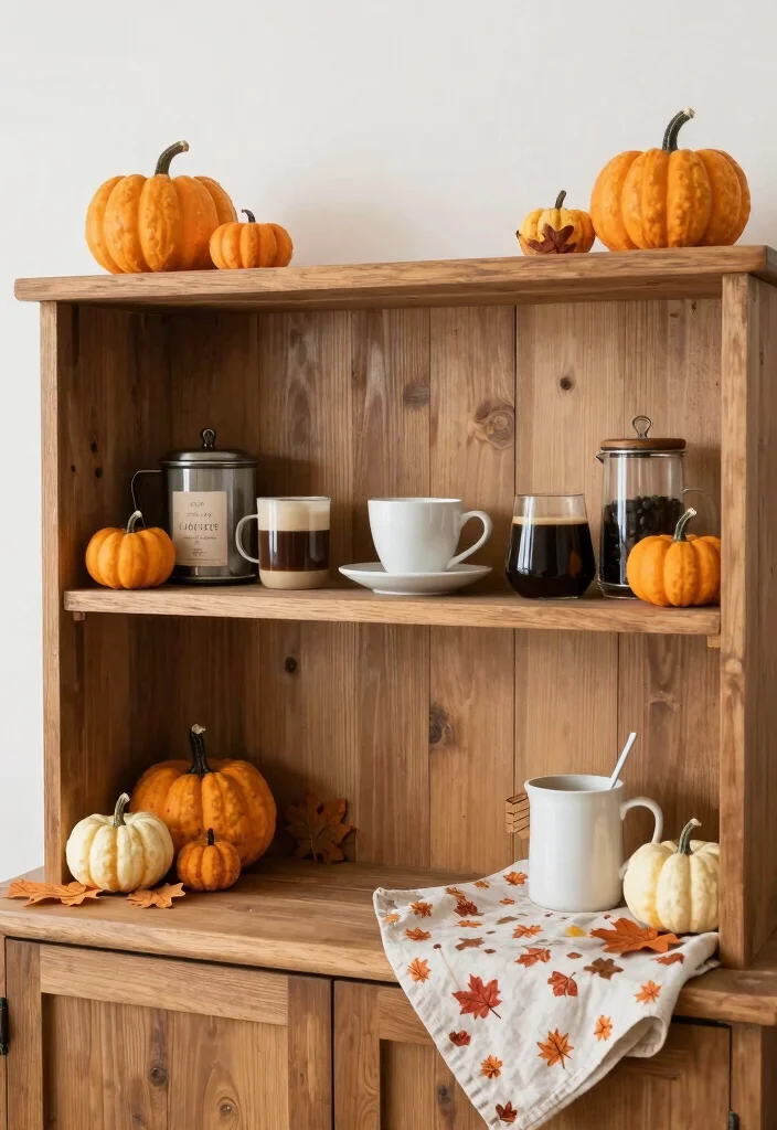 15 Coffee Bar Shelf Ideas That Look Styled Like Pinterest Boards 11. Seasonal Decor Touches 0