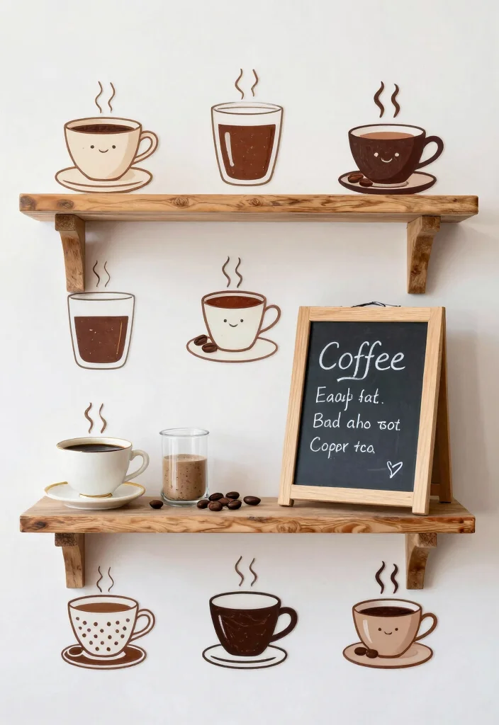 15 Coffee Bar Shelf Ideas That Look Styled Like Pinterest Boards 12. Whimsical Coffee Art 0