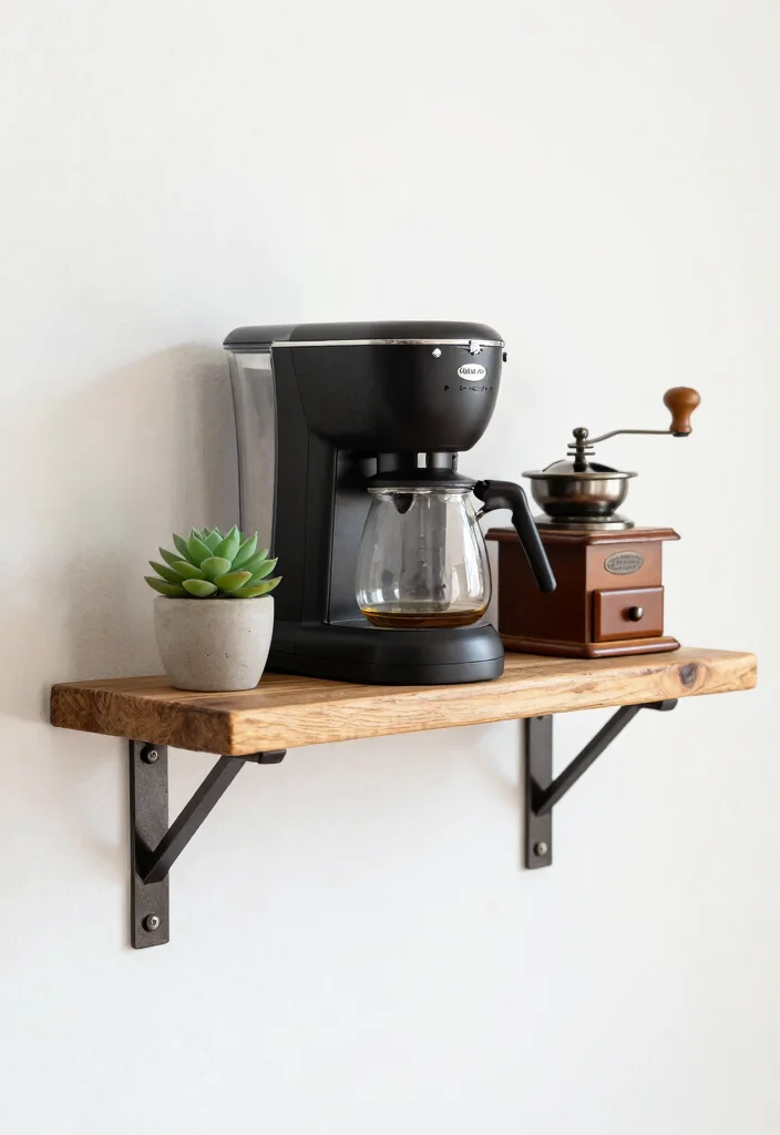 15 Coffee Bar Shelf Ideas That Look Styled Like Pinterest Boards 2. Reclaimed Wood Shelf 0
