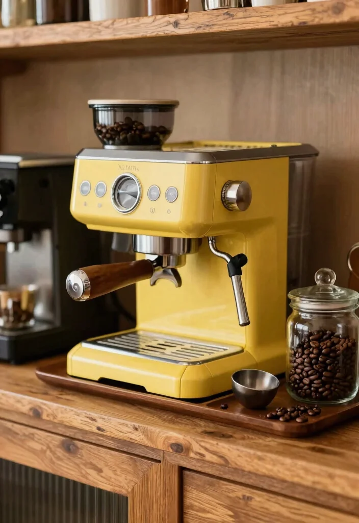 15 Coffee Bar Shelf Ideas That Look Styled Like Pinterest Boards 4. Decorative Espresso Machine 0