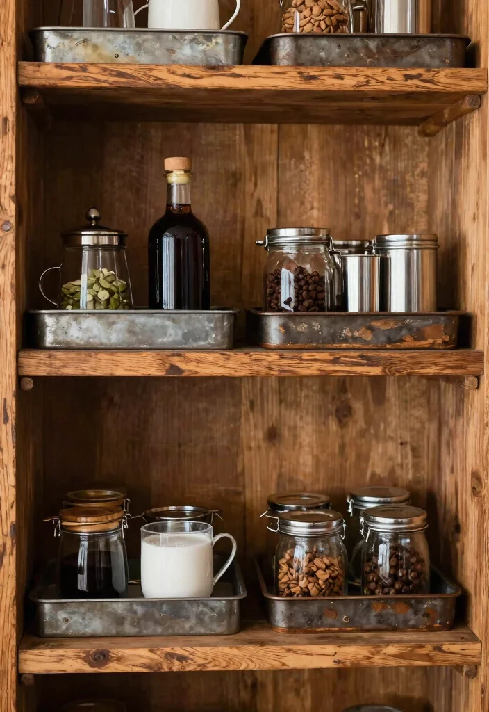 15 Coffee Bar Shelf Ideas That Look Styled Like Pinterest Boards 9. Decorative Trays for Organization 0