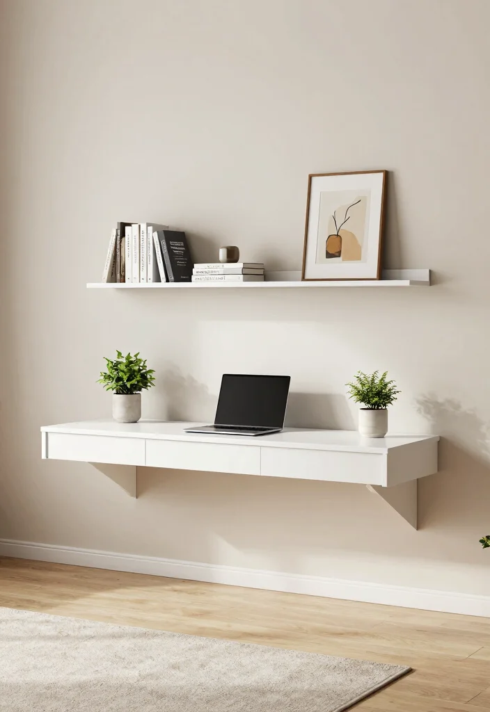 15 Computer in Living Room Ideas That Dont Kill the Aesthetic 1. Chic Floating Desk 0