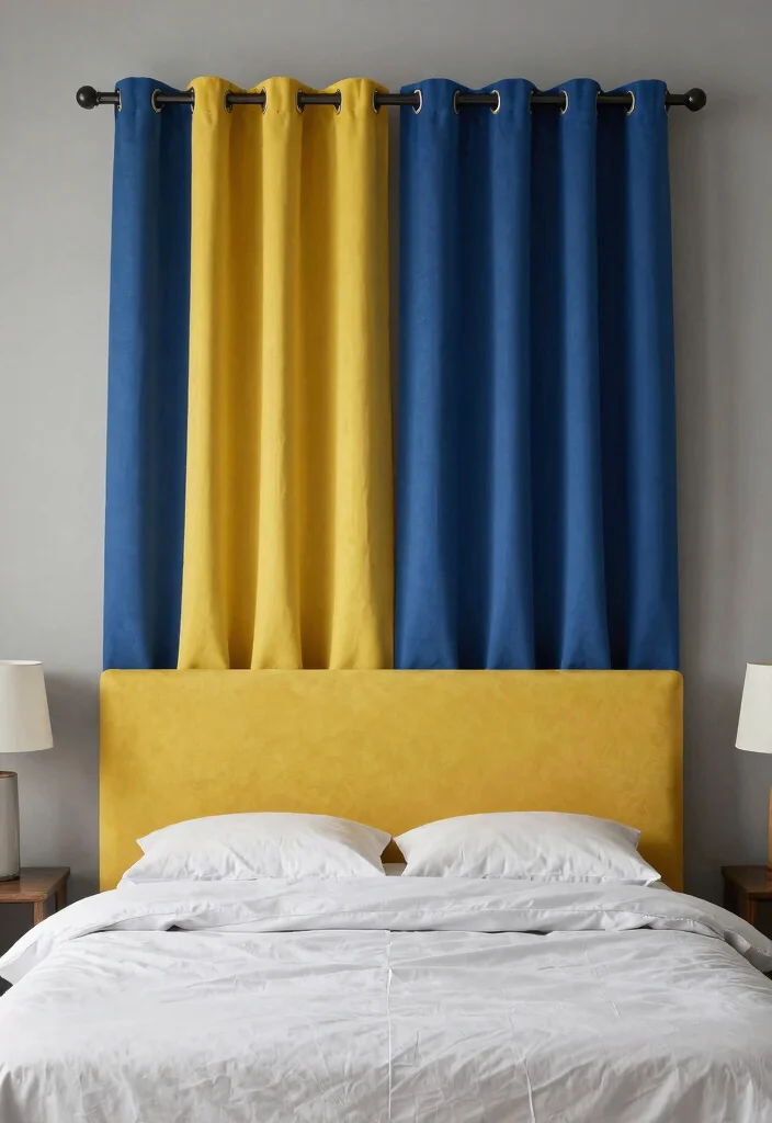 15 Curtain Headboard Ideas That Feel Romantic and Soft 40 15 Curtain Headboard Ideas That Feel Romantic and Soft 10. Bold Color Blocks 0