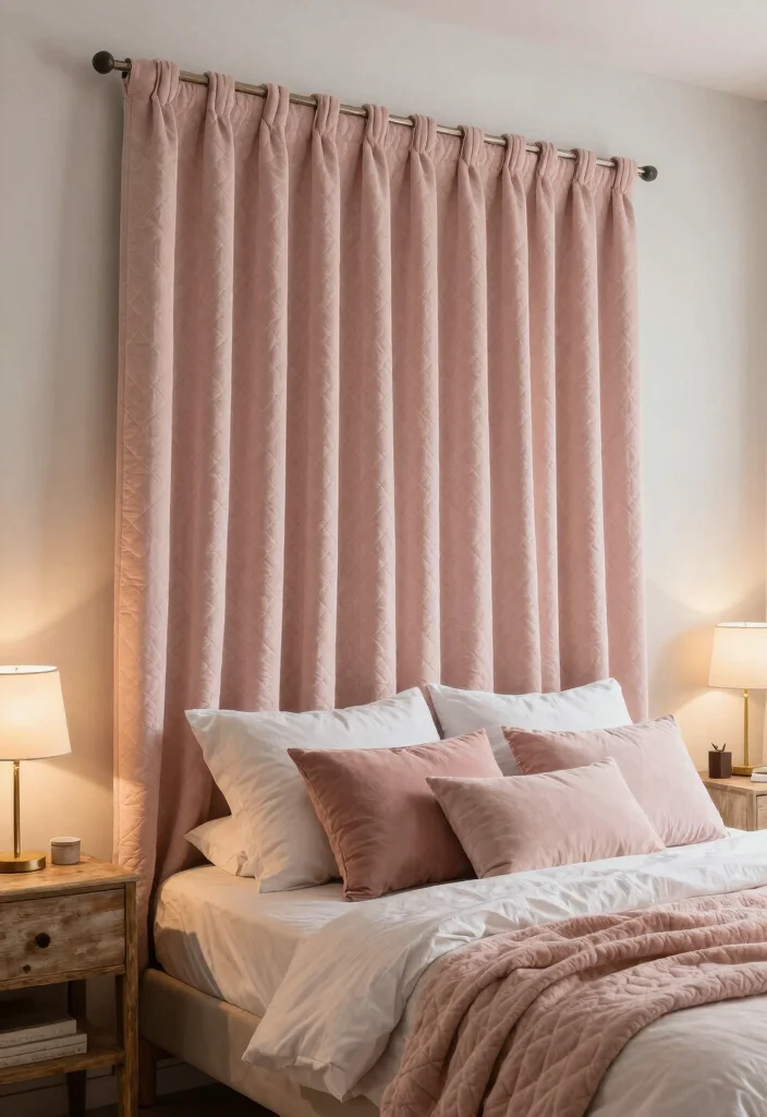 15 Curtain Headboard Ideas That Feel Romantic and Soft 28 15 Curtain Headboard Ideas That Feel Romantic and Soft 8. Cozy Quilted Fabrics 0