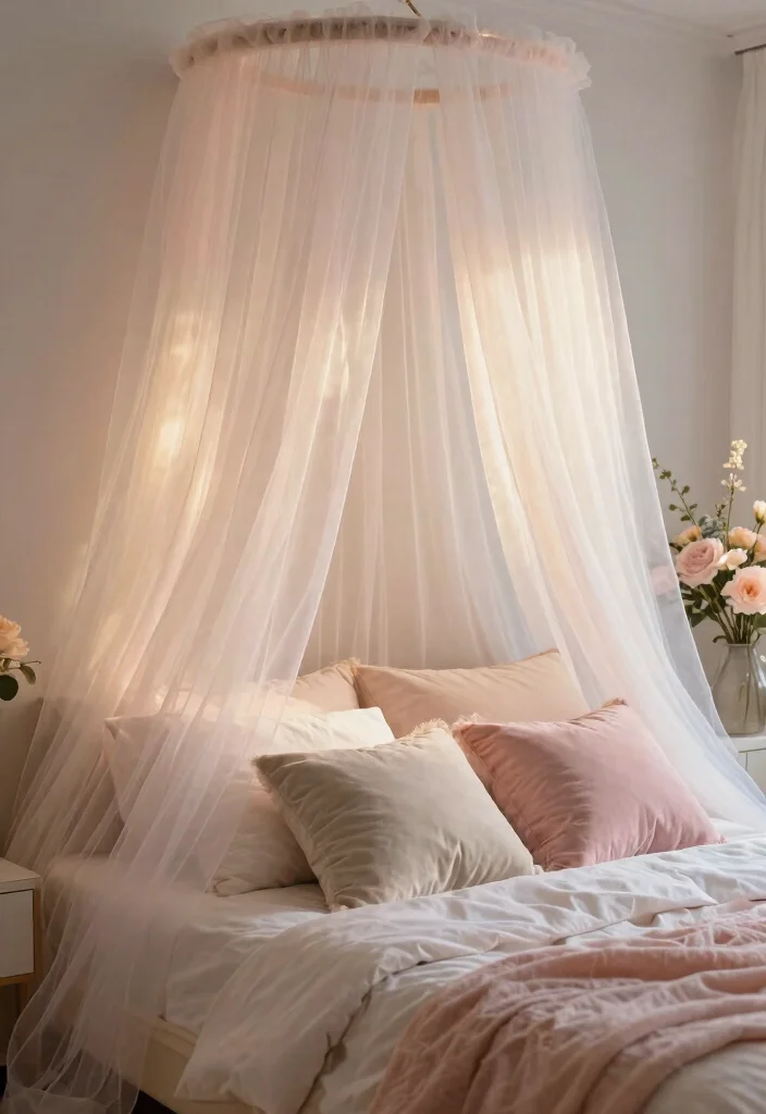 15 Curtain Headboard Ideas That Feel Romantic and Soft 29 15 Curtain Headboard Ideas That Feel Romantic and Soft 9. Ethereal Tulle Layers 0