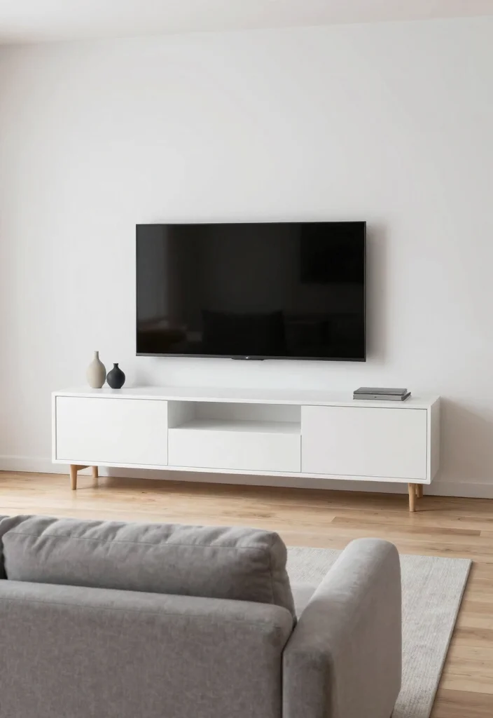 15 Entertainment Center Ideas Living Room That Anchor the Space 4. Minimalist Magic 0
