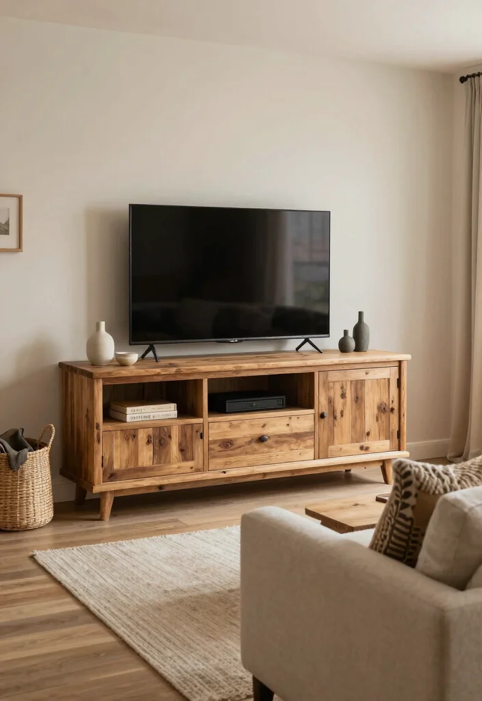 15 Entertainment Center Ideas Living Room That Anchor the Space 8. Rustic Wood Features 0