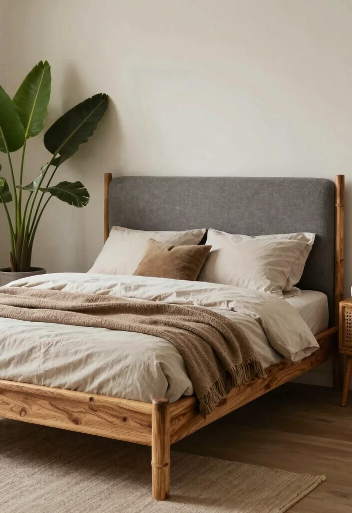 15 Grey Headboard Bedroom Ideas Decor That Feel Soft and Grounded 12. Nature Inspired Serenity 0