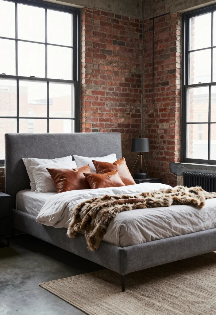 15 Grey Headboard Bedroom Ideas Decor That Feel Soft and Grounded 13. Urban Loft Style 0