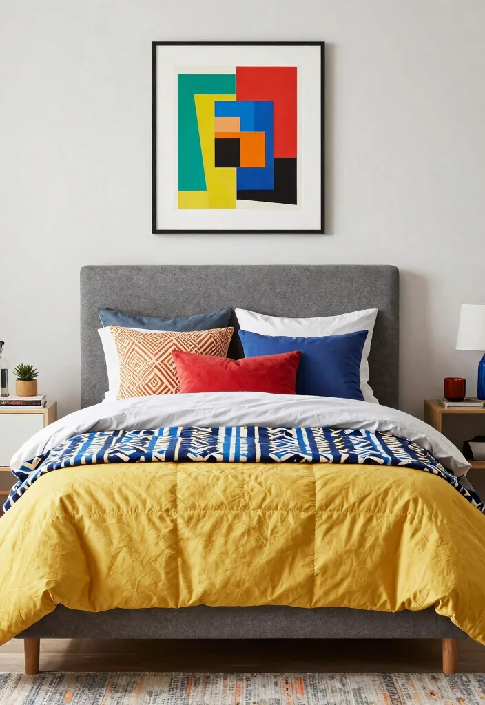 15 Grey Headboard Bedroom Ideas Decor That Feel Soft and Grounded 9. Grey with a Pop of Color 0