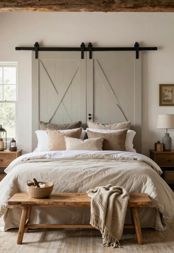 15 King Size Headboard Ideas That Anchor the Entire Room 2. Barn Door Style 0