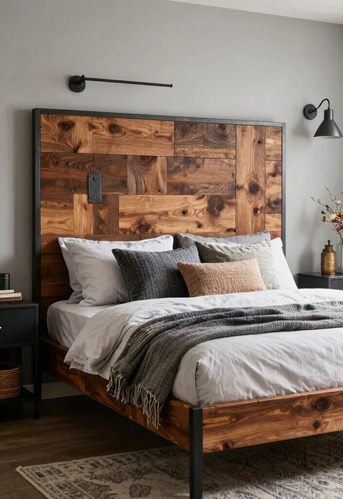 15 King Size Headboard Ideas That Anchor the Entire Room 8. Industrial Chic 0