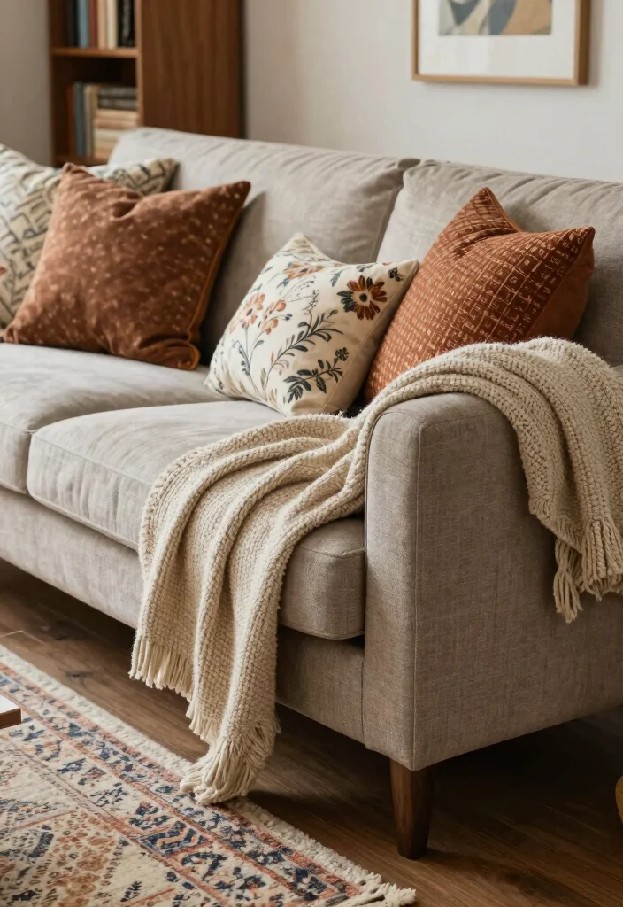 15 Modern Vintage Living Room Ideas That Feel Layered and Lived In 1 15 Modern Vintage Living Room Ideas That Feel Layered and Lived In 1. Layered Textiles for Depth 0