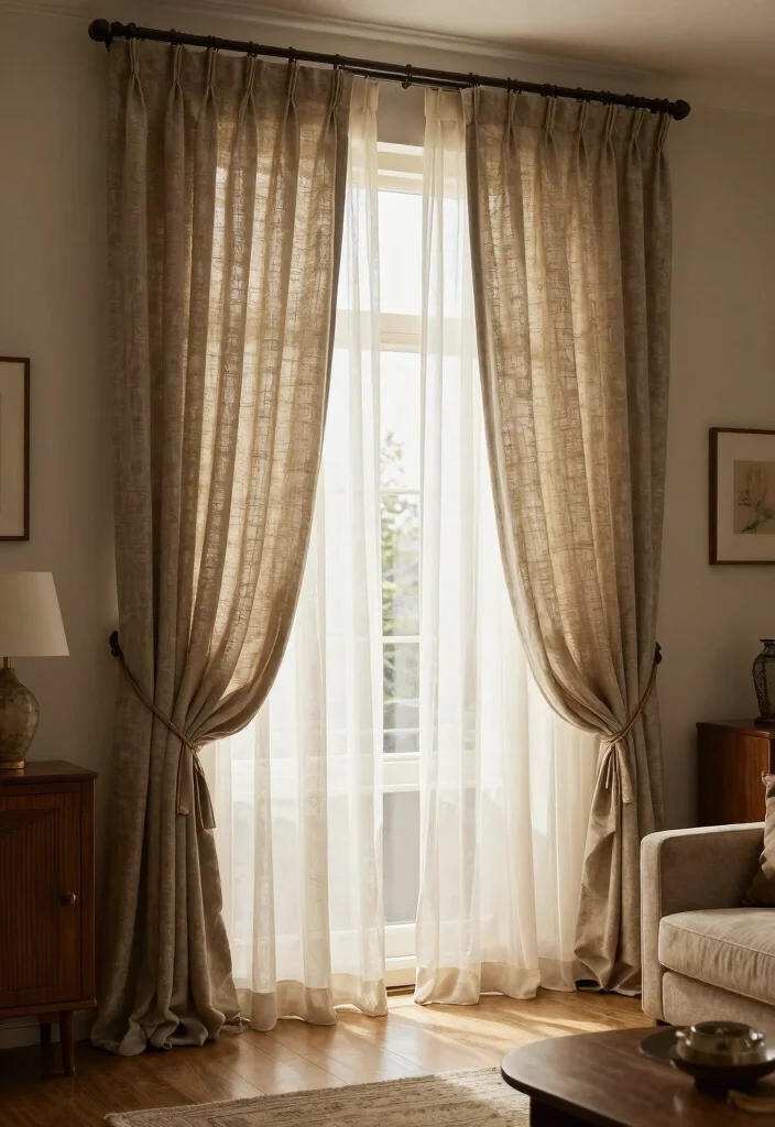 15 Modern Vintage Living Room Ideas That Feel Layered and Lived In 62 15 Modern Vintage Living Room Ideas That Feel Layered and Lived In 12. Textured Fabrics in Curtains 0