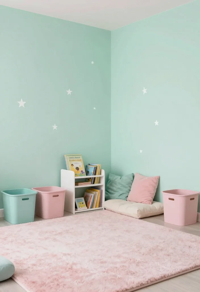 15 Playroom Paint Ideas That Shift the Whole Mood 1. Calming Pastel Shades 0