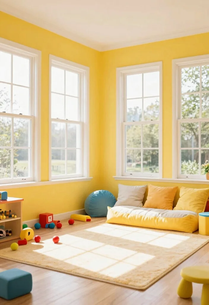 15 Playroom Paint Ideas That Shift the Whole Mood 13. Bright and Cheerful Sunroom Vibe 0