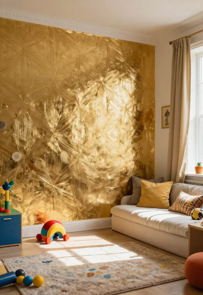 15 Playroom Paint Ideas That Shift the Whole Mood 14. Reflective Metallic Accents 0