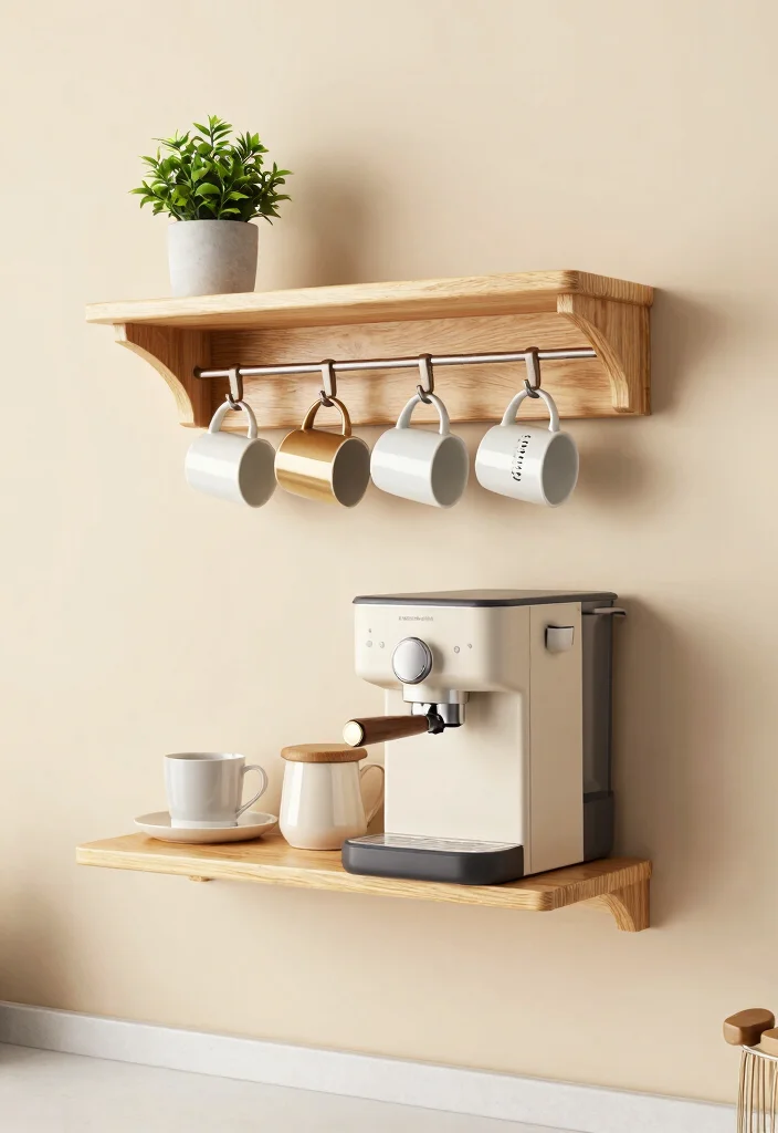 15 Small Coffee Bar Counter Space Ideas That Feel Thoughtful 1. Wall Mounted Coffee Station 0