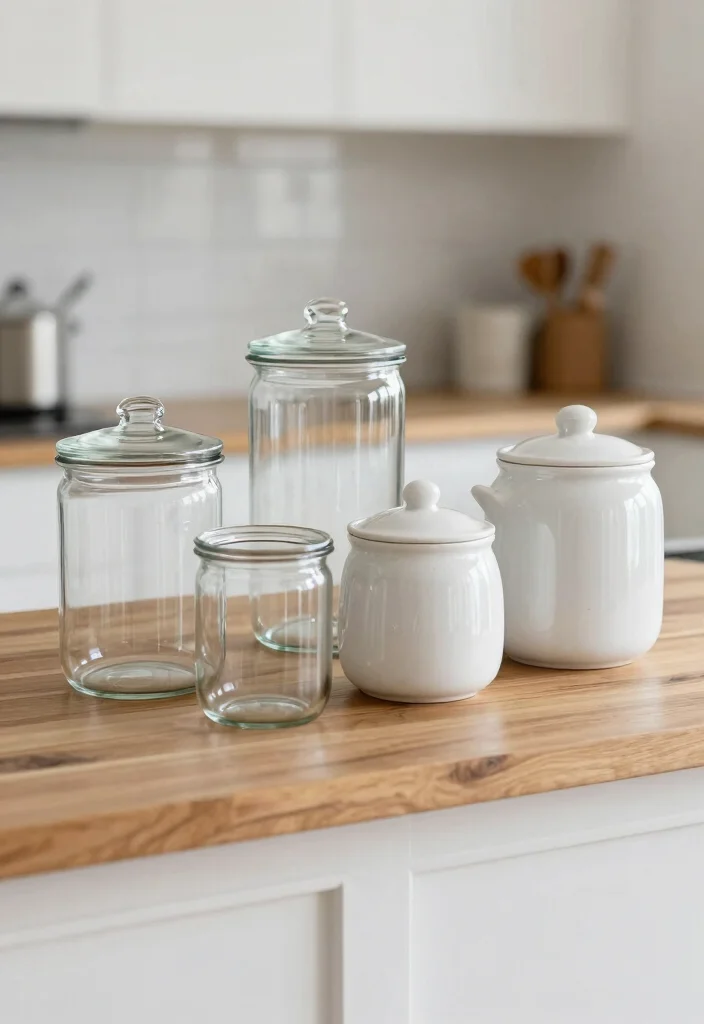 15 Small Coffee Bar Counter Space Ideas That Feel Thoughtful 11. Decorative Canisters 0