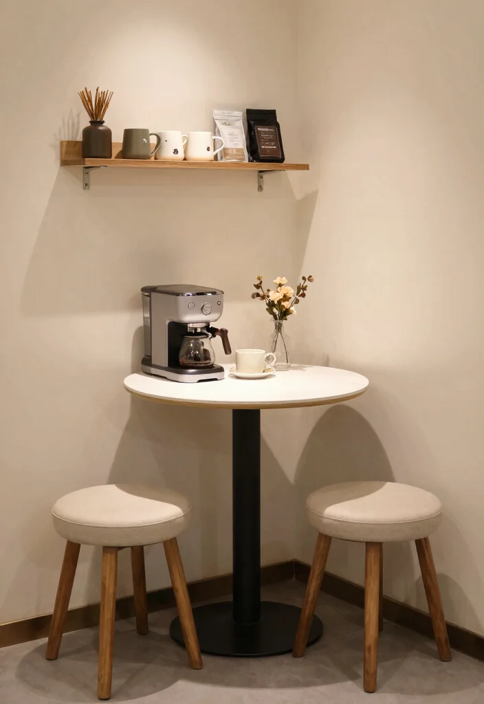 15 Small Coffee Bar Counter Space Ideas That Feel Thoughtful 3. Corner Coffee Nook 0