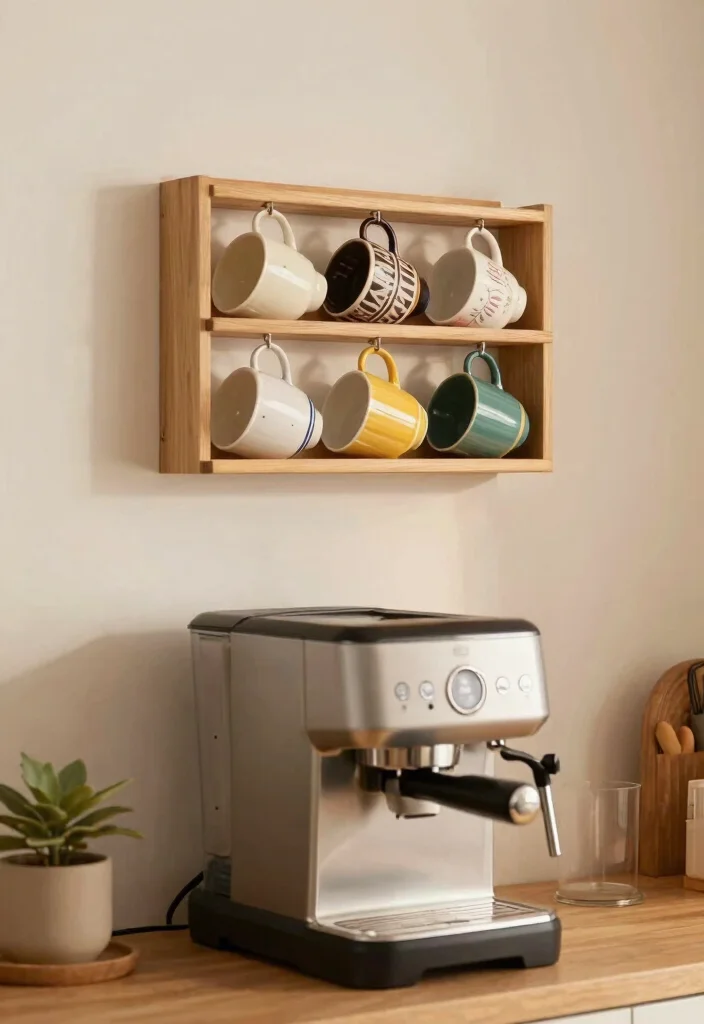 15 Small Coffee Bar Counter Space Ideas That Feel Thoughtful 7. Stylish Coffee Cup Display 0
