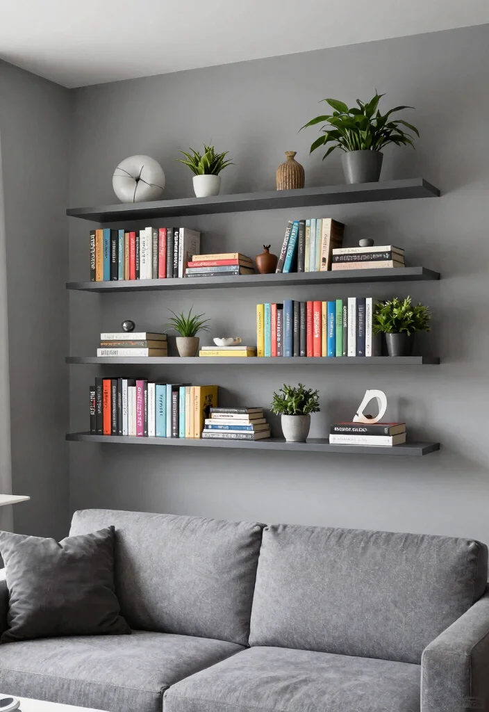 15 Small Grey Living Room Ideas That Feel Bright Not Flat 10. Incorporate Functional Shelving 0