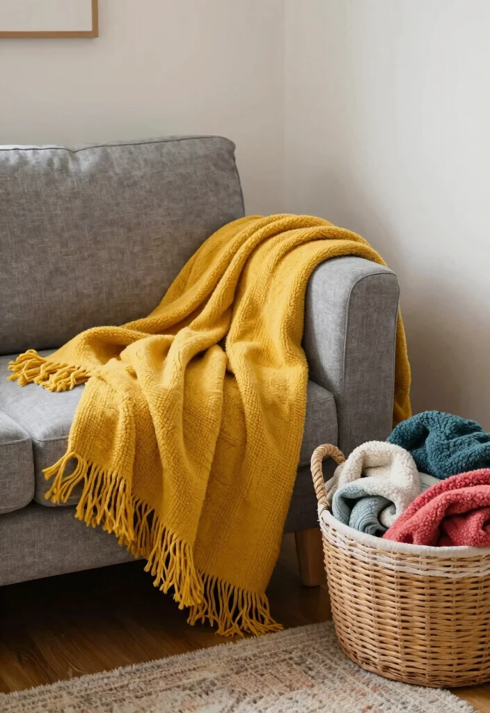 15 Small Grey Living Room Ideas That Feel Bright Not Flat 12. Layering with Blankets 0