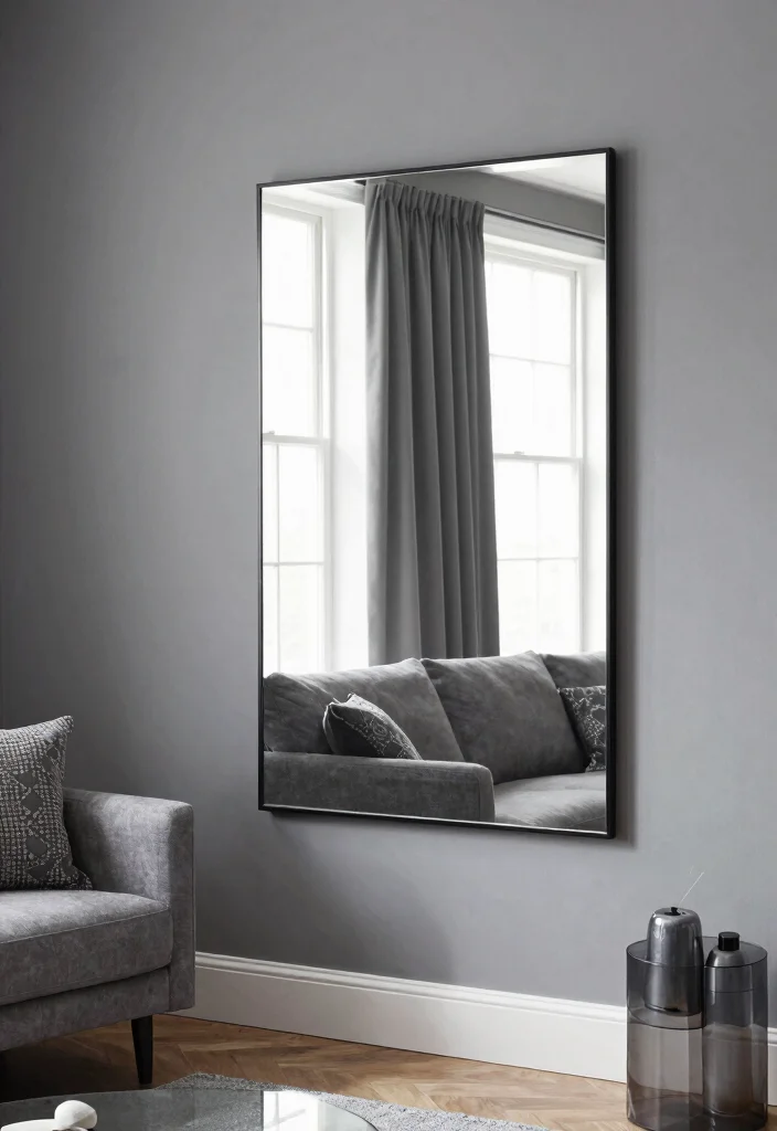 15 Small Grey Living Room Ideas That Feel Bright Not Flat 14. Use Mirrors to Reflect Light 0
