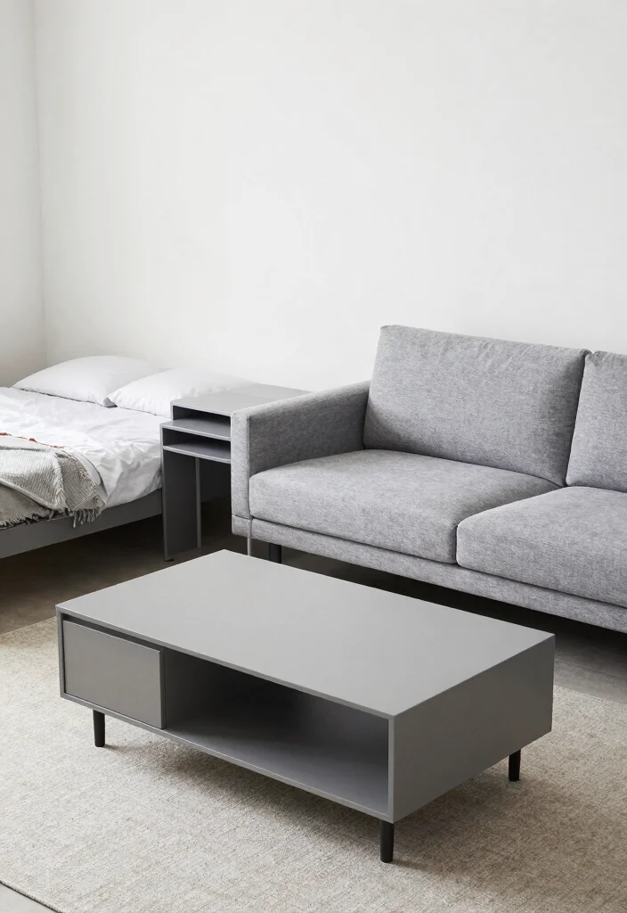 15 Small Grey Living Room Ideas That Feel Bright Not Flat 4. Utilize Multi Functional Furniture 0