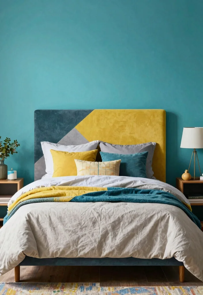 15 Wall Headboard Ideas That Feel Built In and Expensive 12. Statement Color Blocked Headboard 0