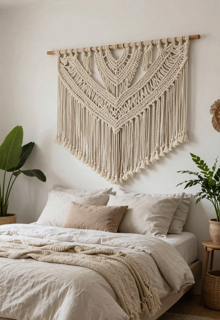 15 Wall Headboard Ideas That Feel Built In and Expensive 13. Macrame Wall Headboard 0