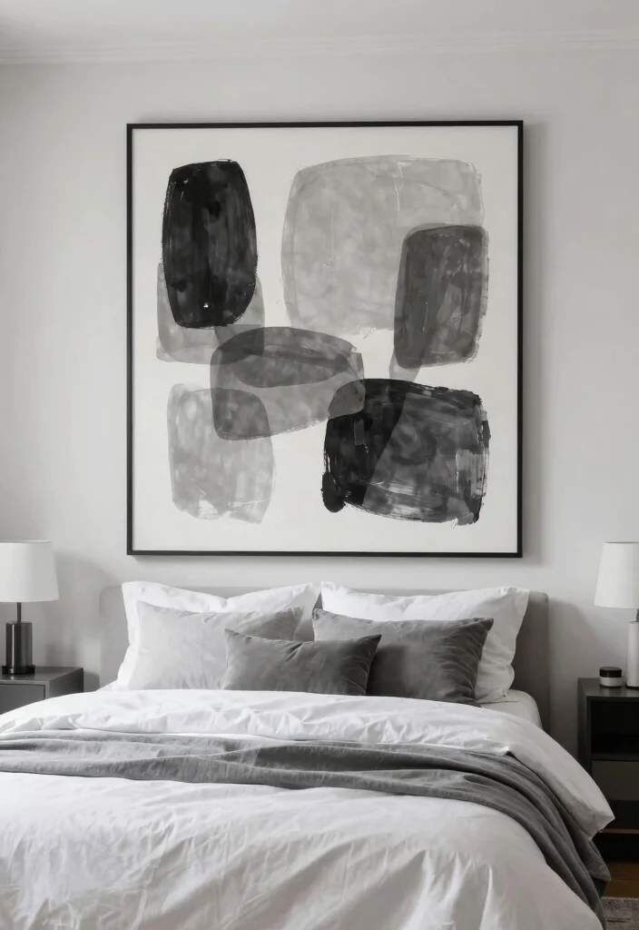 16 Bedroom Headboard Wall Ideas That Create Instant Depth 36 16 Bedroom Headboard Wall Ideas That Create Instant Depth 6. Monochrome Art Print Backdrop 0