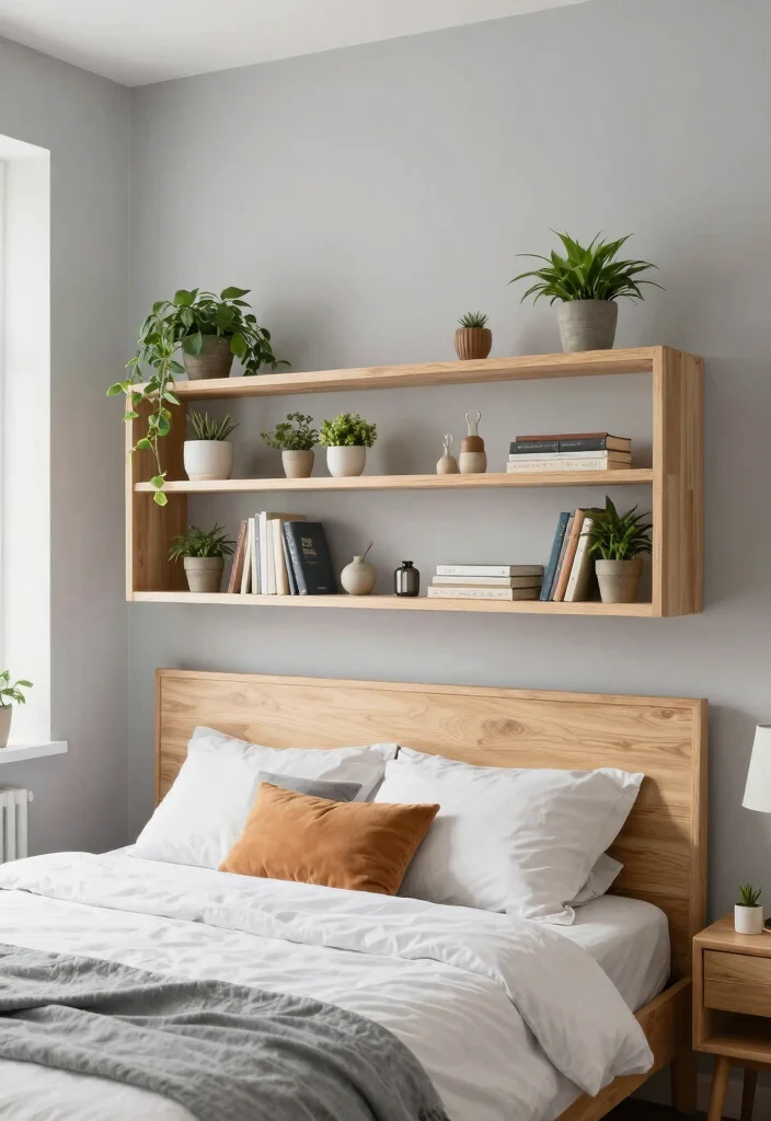 16 Bedroom Headboard Wall Ideas That Create Instant Depth 49 16 Bedroom Headboard Wall Ideas That Create Instant Depth 9. Floating Shelves Headboard 0