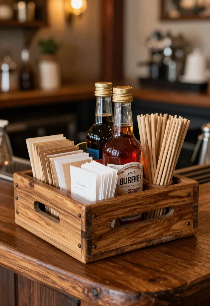 16 Coffee Bar Decor Ideas That Make Guests Instantly Smile 12. Coffee Caddy for Condiments 0