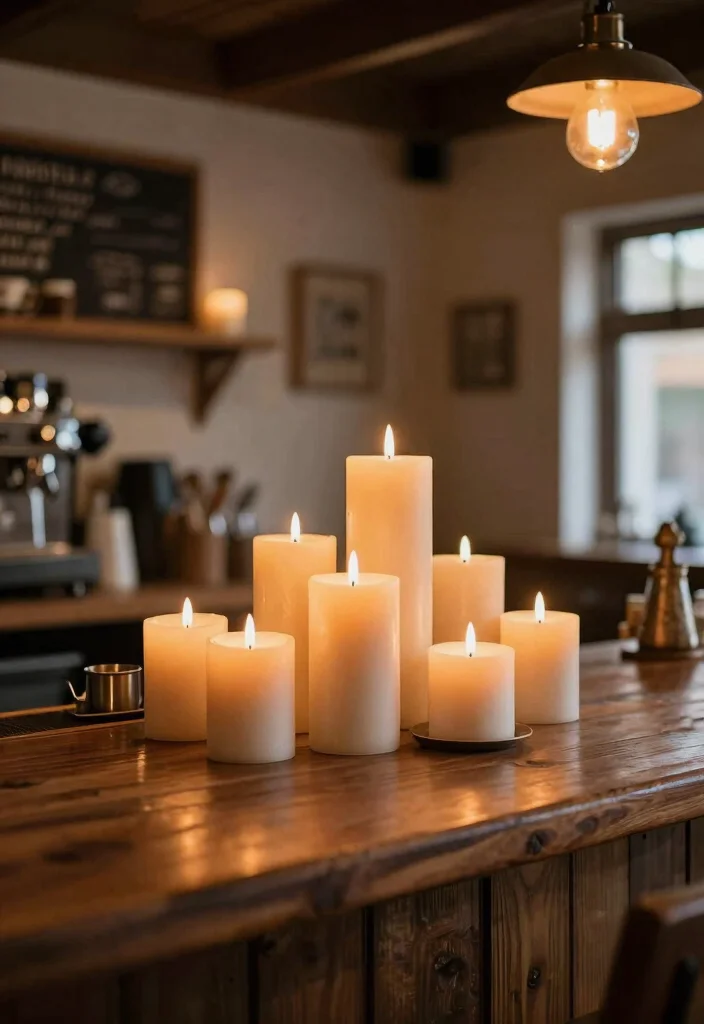 16 Coffee Bar Decor Ideas That Make Guests Instantly Smile 15. Scented Candle Accents 0